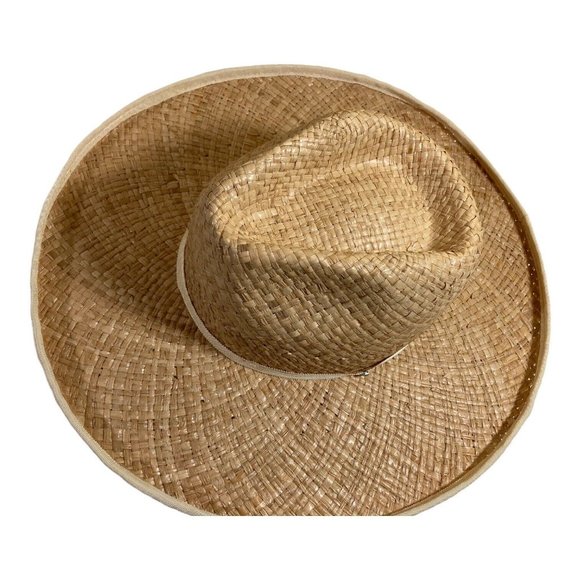 Olive & Pique Straw Rancher Hat Wide Brim Woven Natural Fiber Adjustable NWT - Picture 3 of 7